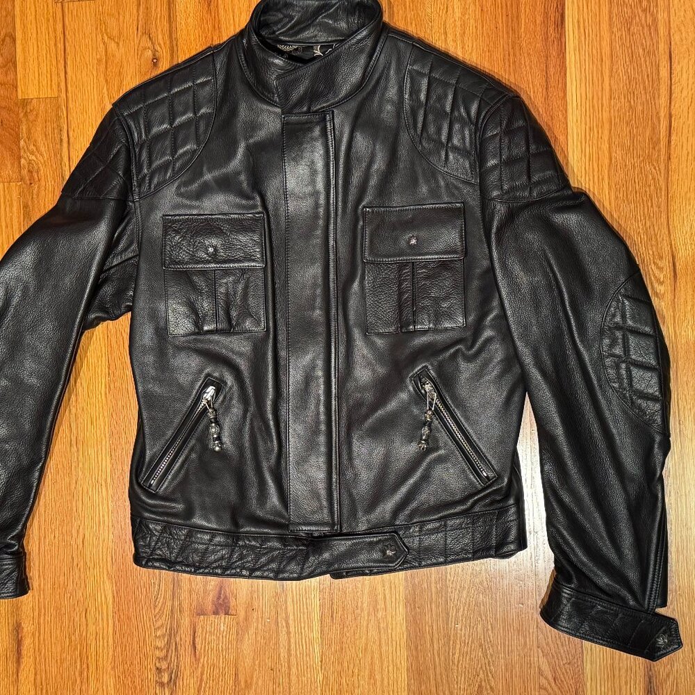 King Baby Men's Leather Biker Jacket